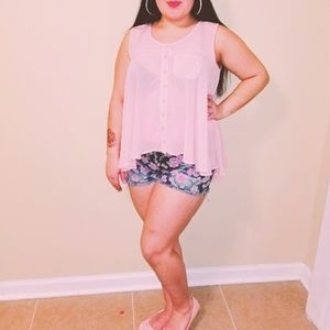 Sheer pink tank top
